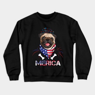 Cute Dog Merica Memorial Day Patriot Crewneck Sweatshirt